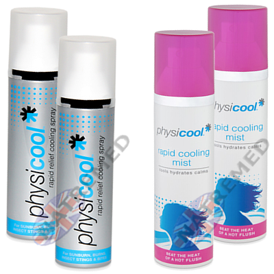 Physicool Cooling Mist and Spray Rapidly reduces skin temperature, instantly cooling, stopping irritation and itching.