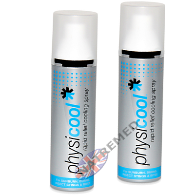 Physicool Cooling Spray Rapidly reduces skin temperature, instantly cooling, stopping irritation and itching.